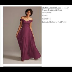 Off the shoulder satin A-line bridesmaids dress